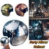 Casque entièrement réfléchissant à paillettes miroir avec visière rabattable rétractable pour événements Rave