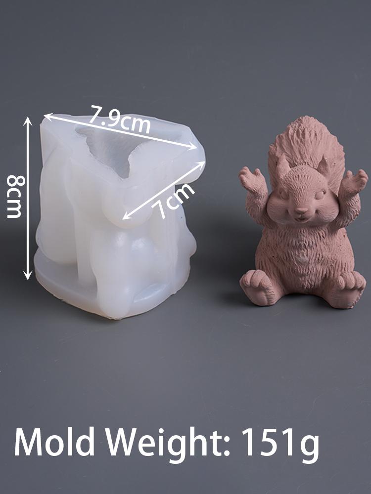 3D Squirrel Candle Mold DIY Cute Animal Craft Making Tool Aromath Soap Plaster Resin Silicone Casting Molds Home Decor Art Gifts