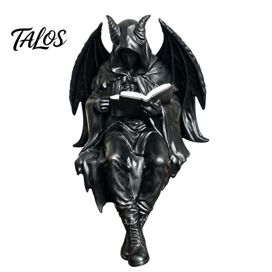 Statua Gotica Compatta Figura Oscura Fantasy che Legge Scultura Figura Incappucciata Misteriosa Ornamento per Libreria Resina Falciatore Seduto per Libreria, Scrivania