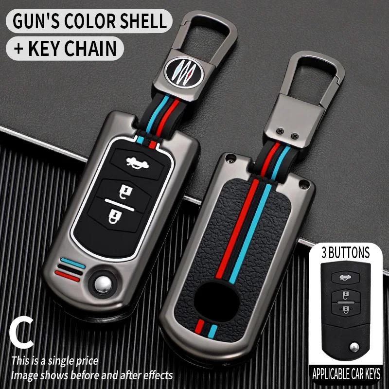 Interior Mouldings Car Flip Key Case Cover Shell For Mazda 3 5 6 Series M6 RX8 MX5 2 3 Buttons Smart Keyless Key Protector Fob B
