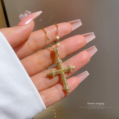 316L Stainless Steel Vintage Cross Pendant Necklace Vintage Lock Chain Necklace For Women Jewelry Gifts