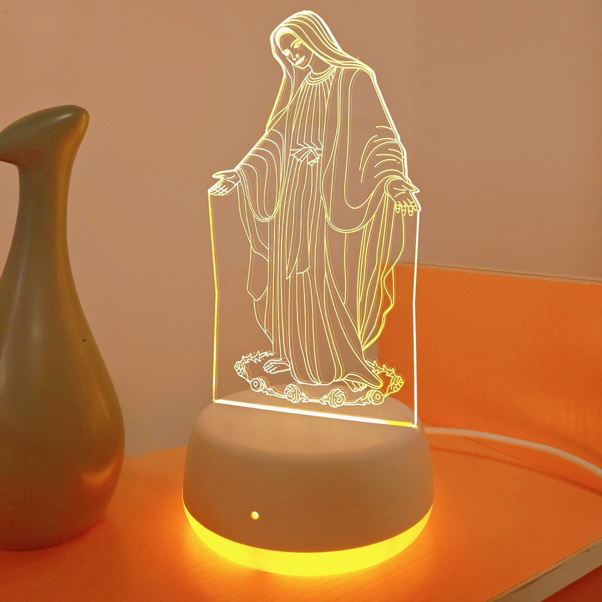 

3D даосский светодиодный ночник, питание от USB, прикроватный светильник для украшения спальни и рабочего стола, подарочный светильник на Рамадан или праздники WHITE жёлтый