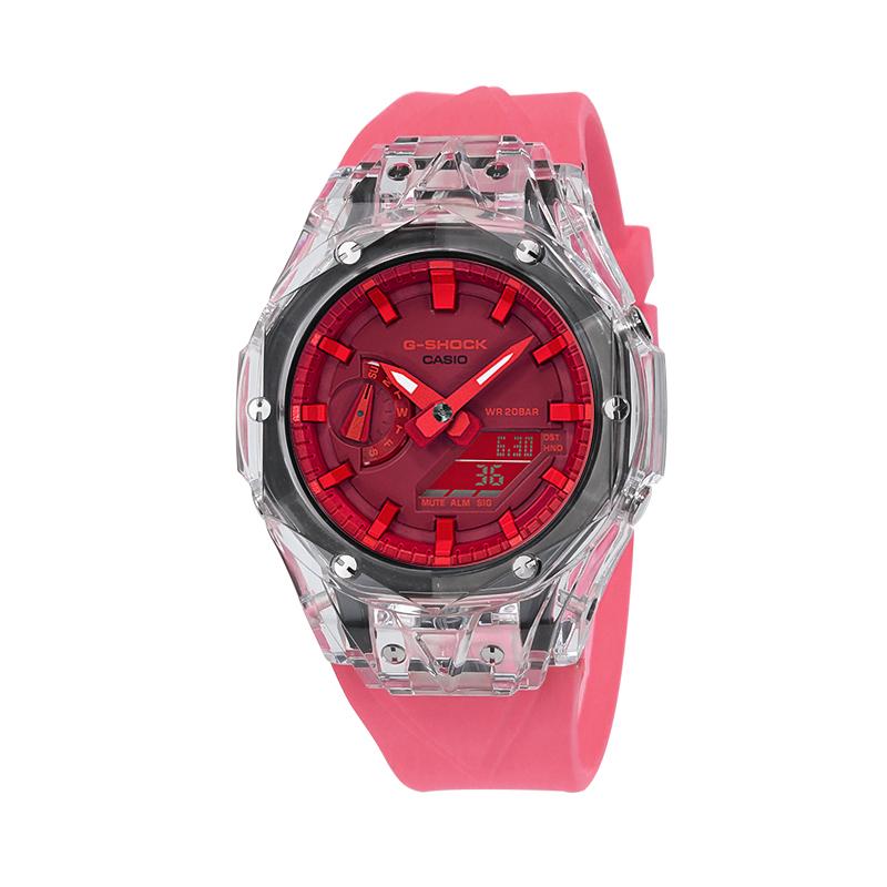 Casio Unisex Liquid Crystal/Analog Dual Display Series Red Watch GA-2100-4A(Watch4--)