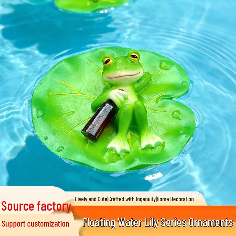 Resin Water Lily Leaf Ornaments with Frogs - Courtyard Decor, Custom Small Batch Orders