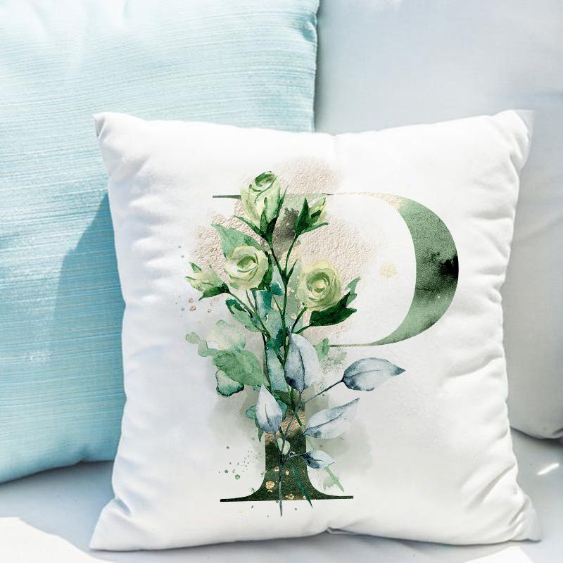 Растение Буквы Печать Наволочка Подушка Декор Дома Диван Гостиная Спальня 16x16Inch