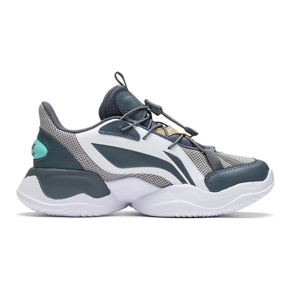 Li-Ning Cloud Cushioning Rebound Balance Support Durable Lightweight Breathable Non-Slip Anti-Kick Casual Shoes Kids Shoes Black White Gray YKCQ198-55