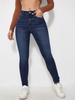 Women's Dark Blue Low Rise Skinny Jeans with High-Quality Finish
