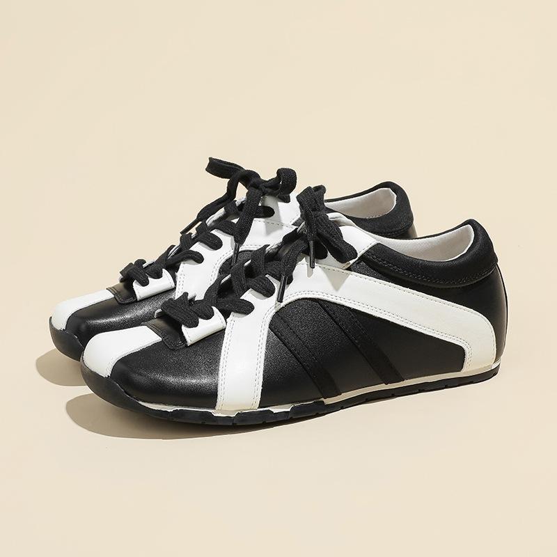 

New Zhao Lu~ Si Daddy Shoes Women s Flat Bottom Color Matching Zebra Casual Shoes Women s Lace-Up 35 чёрный