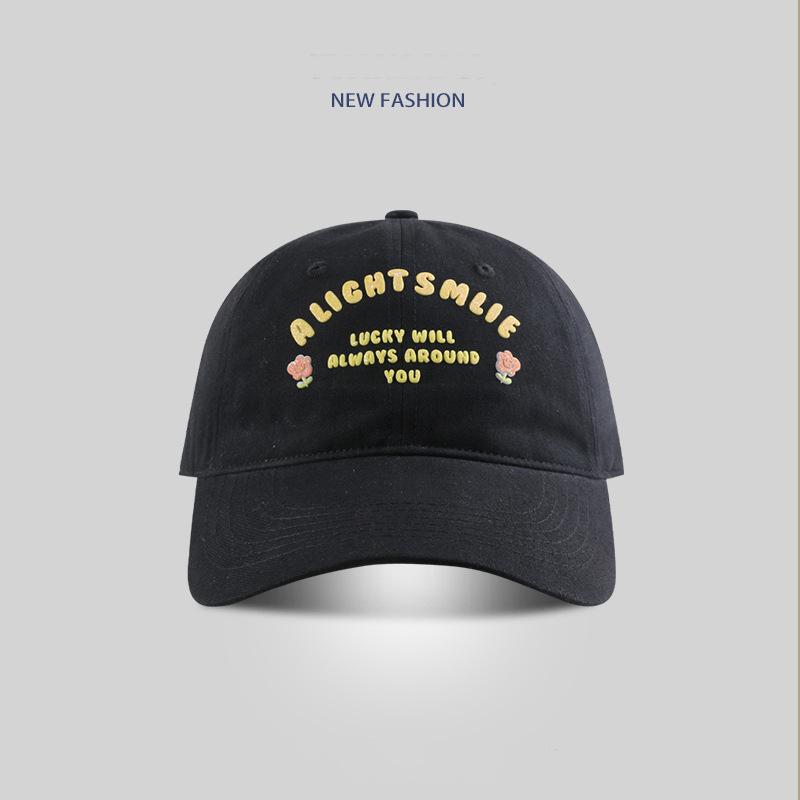 

Letter embroidered baseball cap women s spring summer versatile soft top big head circumference cap flower visor Adjustable