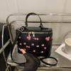 Chic Small Square PU Bag with Cherry Design Women's Trendy Crossbody Bag Sophisticate Commuter Handbag