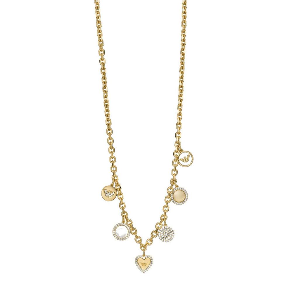 Emporio Armani Heart-Shaped Inlay Design Necklace Women necklace Gold EGS3103710 F,Gold