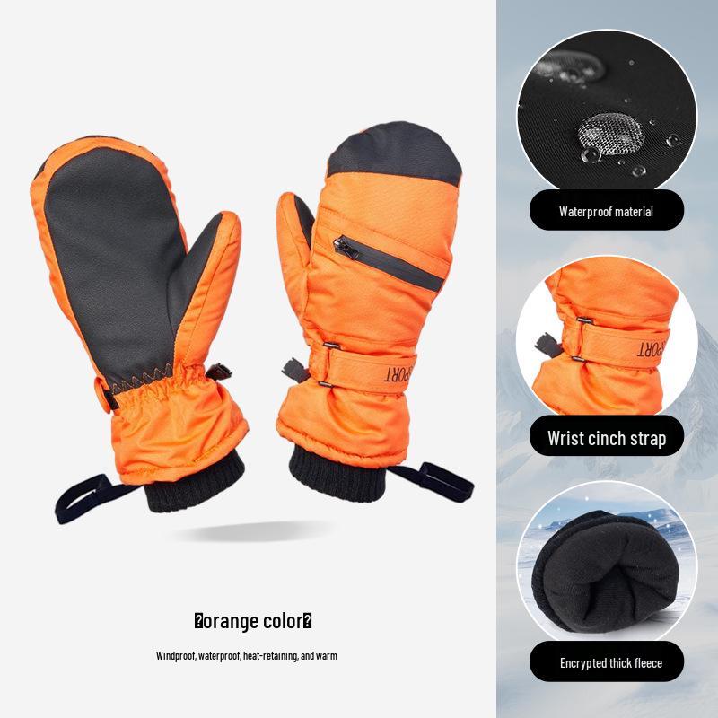 Unisex zimní lyžařské rukavice: Silný samet, voděodolný, větruodolný, dotykový displej, protiskluzový pro venkovní cyklistiku