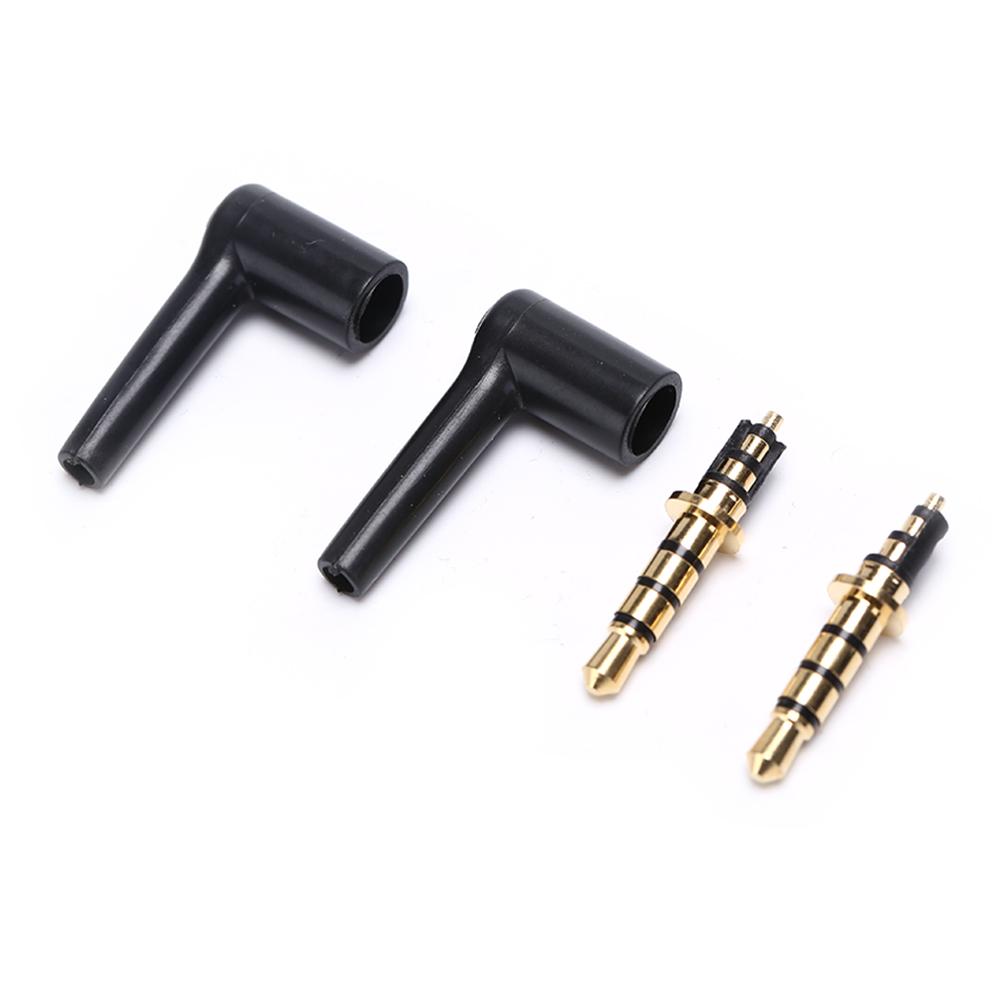 2pcs/lot 90 Degrees 3.5mm Stereo Headset Plug Jack 3 4 Pole 3.5 Gold Plated Black Audio Plugs Jack Adaptor Connector