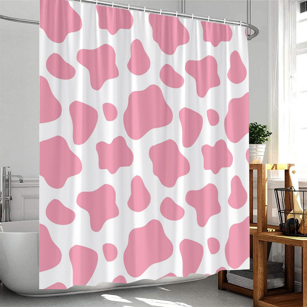 Cow Pattern Colorful Shower Curtain Black Yellow Red Pink Bathroom Decor Modern Minimalist Polyester Fabric Bathtub Curtain