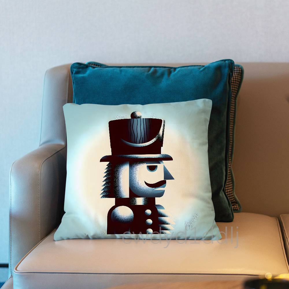 Nutcracker Christmas Pillow Case Short Plush Sofa Decorative Gift Home Double-sided Printing Cushio