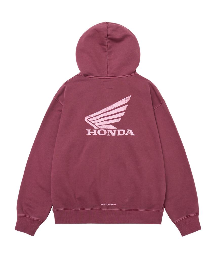 Phyps Motorcycle Pigment Scratch Logo Hoodie Zip-Up Red