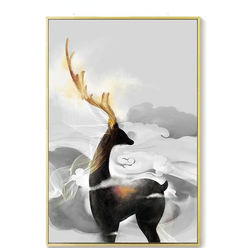 

Элегантный черный золотой олень холст животный принт холст картина кафе офис дом гостиная спальня картина плакат Настенный декор без рамки 21*30cm