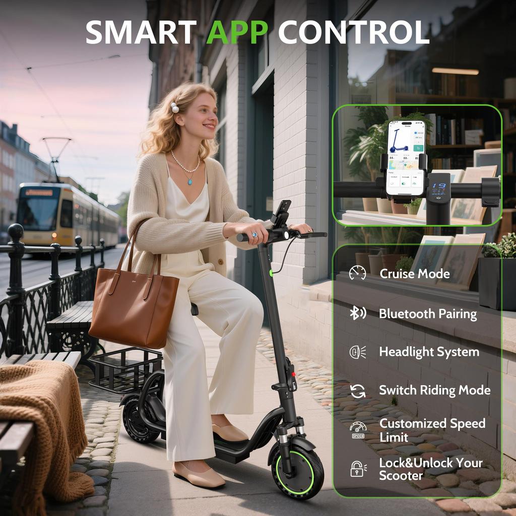 AOVOPRO H2PRO 350W Electric Scooter 8.5 Inch Wheel With Seat & Basket 19 Miles