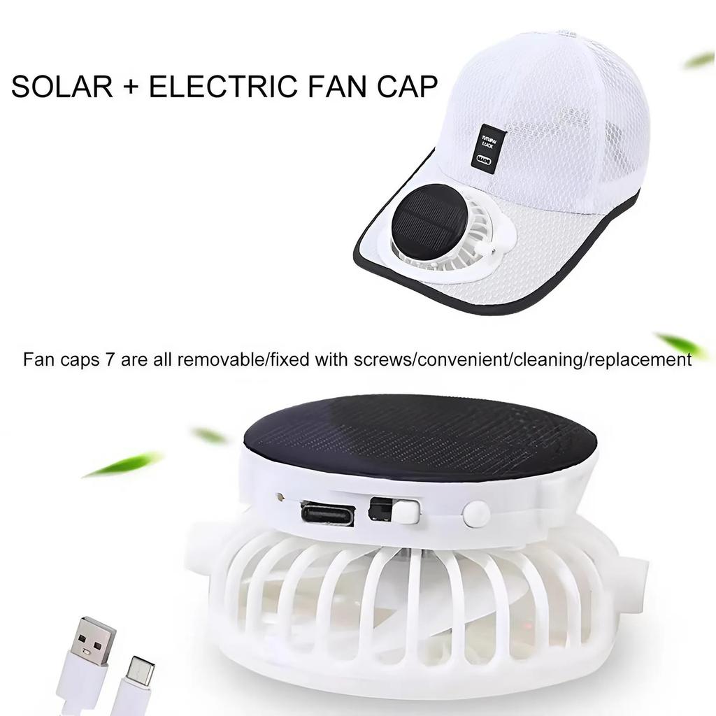 Solar Rechargeable Fan Baseball Cap, Spring And Summer Sun Visor Cap, Cap