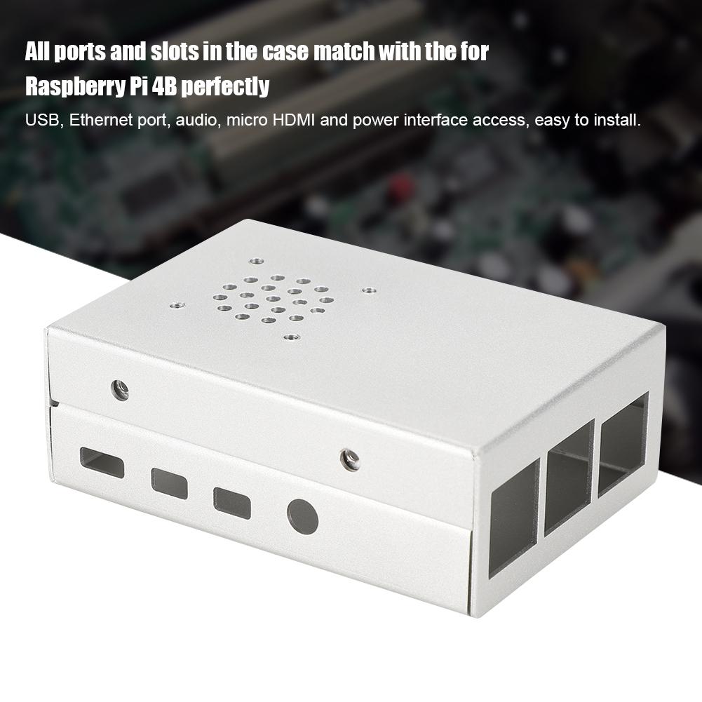 For Raspberry Pi 4B High Quality Protective Aluminum Alloy Metal Porous Case Cover Enclosure Silver