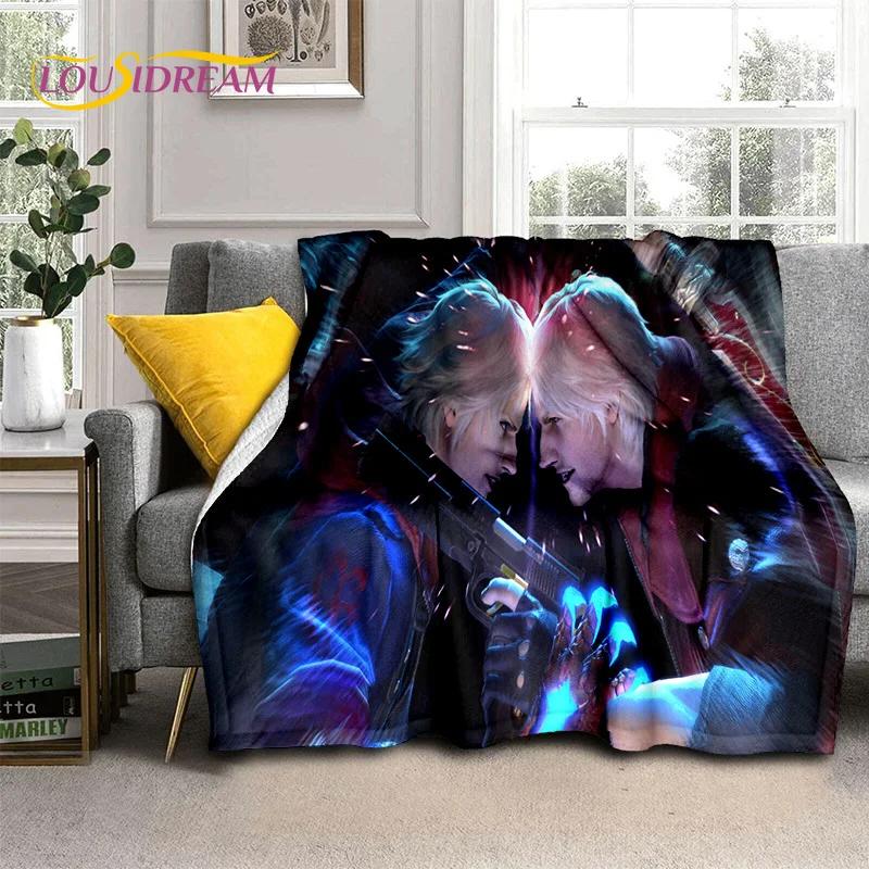 3D D-Devil May Cry DMC Game Cartoon Soft Flannel Blanket for Beds Bedroom Sofa Picnic,Throw Blanket for Outdoor Leisure Nap Gift