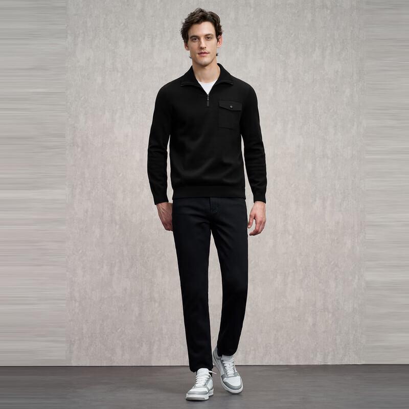 EMZ Erdos Men's Wool Blend Polo Collar Sweater