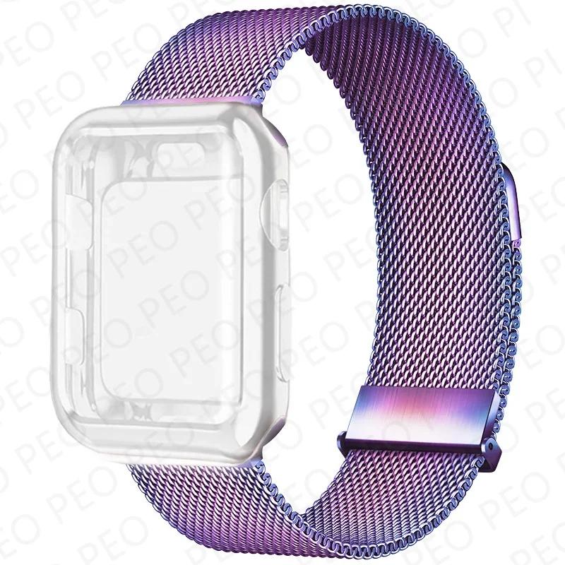 Case+Milanese Loop For Apple Watch Band 44mm 38mm-42mm-40mm Metal Magnetic bands iwatch Series 9 8 7 6 5 4 3 SE 45mm 41mm Strap