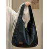 Large-capacity bag, new autumn and winter soft leather bucket bag, commuter tote bag, college student shoulder bag.