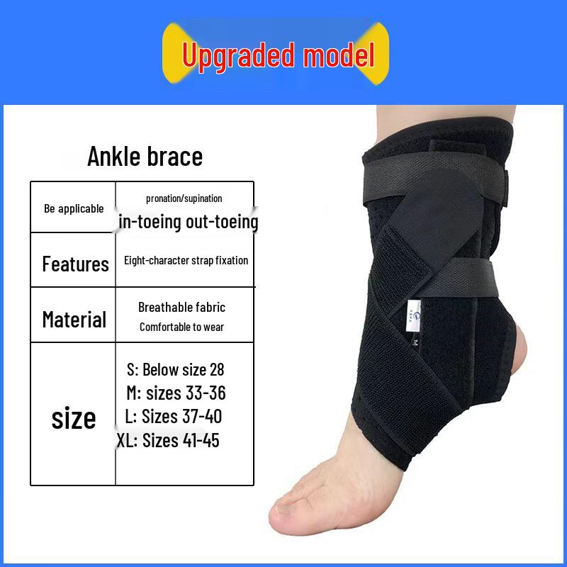 Black Ankle Brace with Reinforced Steel Support Bars and Joint Protection, Wearable with Shoes