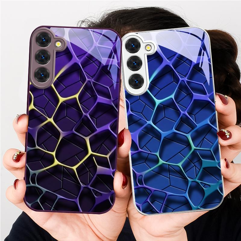 Abstract geometric art For Samsung S26 S22 S8 9 10 S20 Ultra S21 Pro S22 Plus S23 FE S24 Ultra S25 Edge S24+ Glass Phone Case