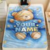 1PC Custom Name Rainbow Heart Bear Love Patterned Flannel Blanket Suitable For All Seasons for Home Decor Warmth and Comfort Gifts Holiday Present_lx