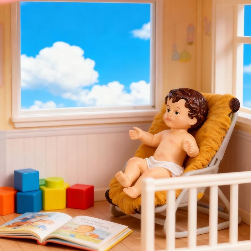 Resin Baby Jesuses in a Manger Nativity Figurines Nativity Collectible Statue Holy Faith Gift Christian Holiday Decors