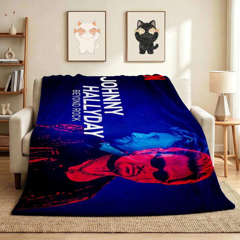 Johnny Hallyday Beyond Rock Flannel Blanket Throw Blanket Soft Warm Sofa Bed Camping Car Home Decor Unique Christmas Gift C9302670