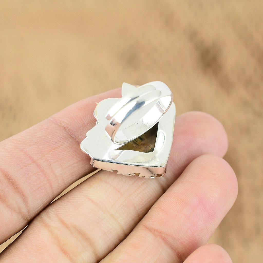 Mothers day Deal Natural Bauxite Sterling Silver Flower Promise New Ring Jewelry