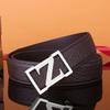 Men's Z Letter Business Casual Buffalo Leather Belt with Stainless Steel Buckle