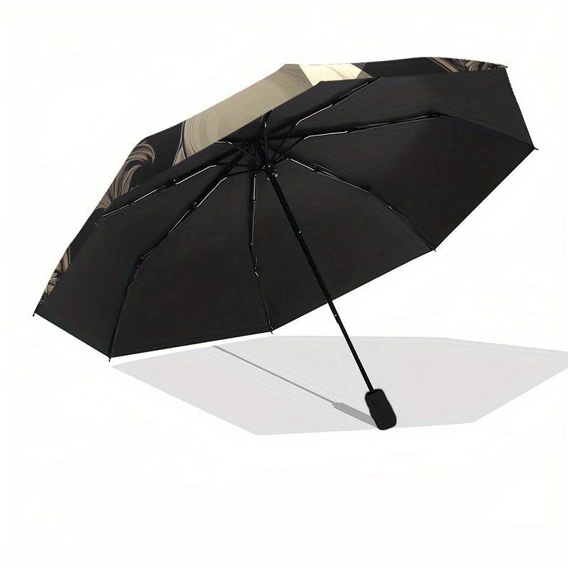 Elegant Skull Decorative Plate, Gothic Wall ArtUmbrella with Cute Design, Portable 3-Fold Compact Umbrella for Men & Women, Valentine's Day Mother's D