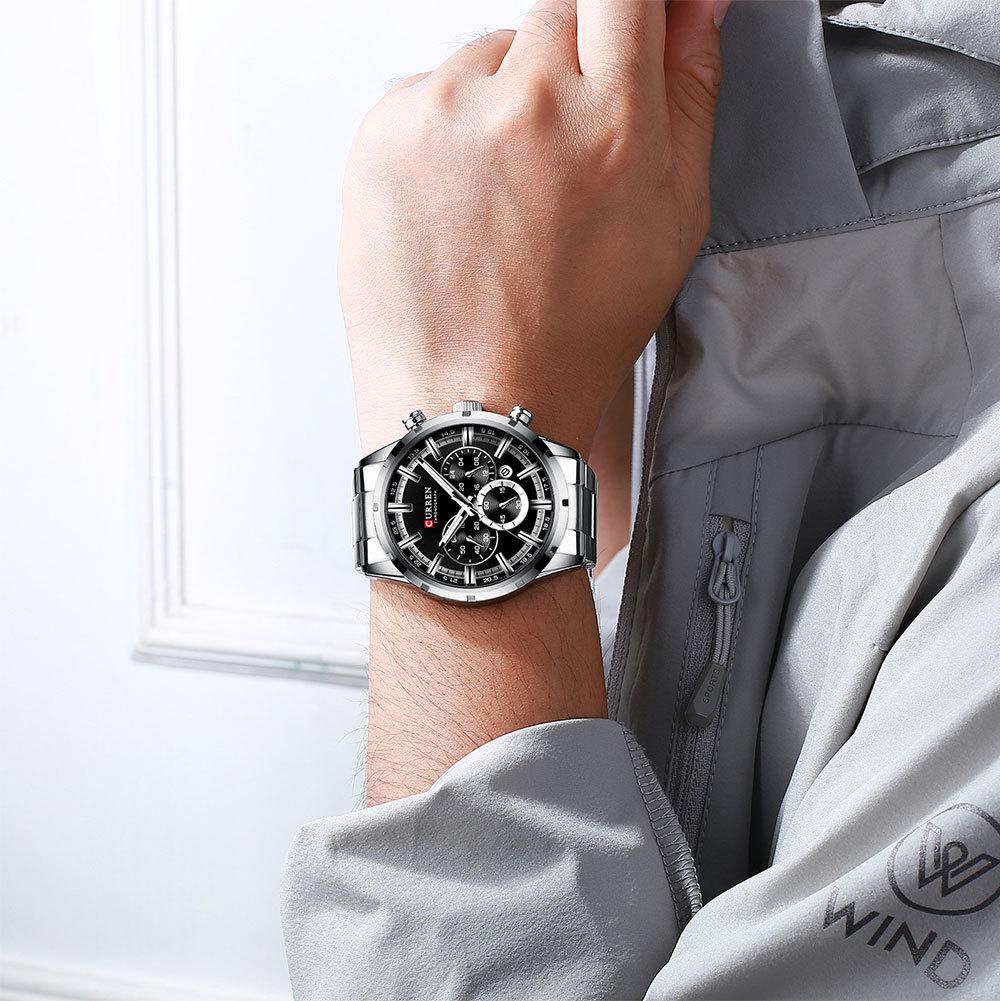 Curren 8355 Men's Waterproof Quartz Calendar Watch with Steel Band