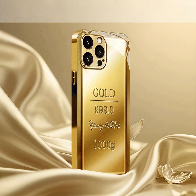 New Gold-Plated Electroplated Tempered Pattern Glass Phone Case, Suitable for iPhone 17/16/15/14/13/12/11 and Other Models.