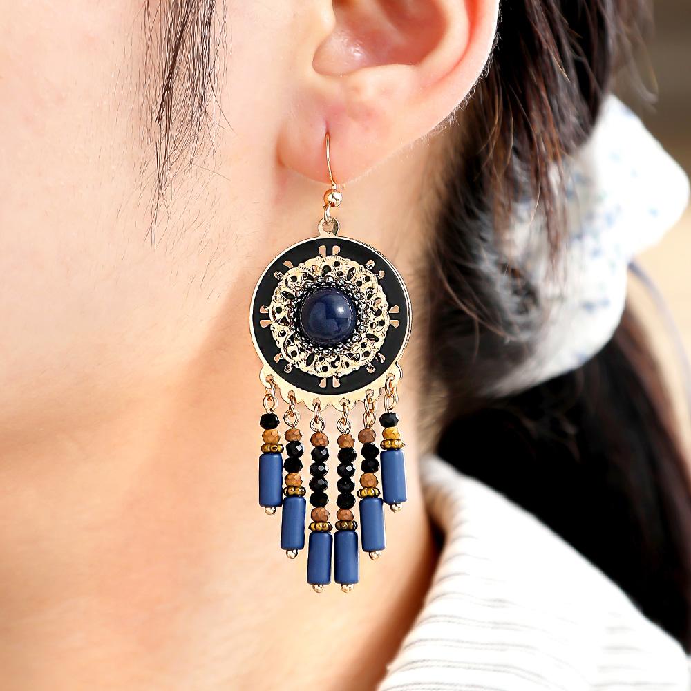 1 Pair Vintage Dangle Earrings for Women Court Style Artificial Zircon Inlay Tassel Earrings Daily Wear Party Decors Versatile
