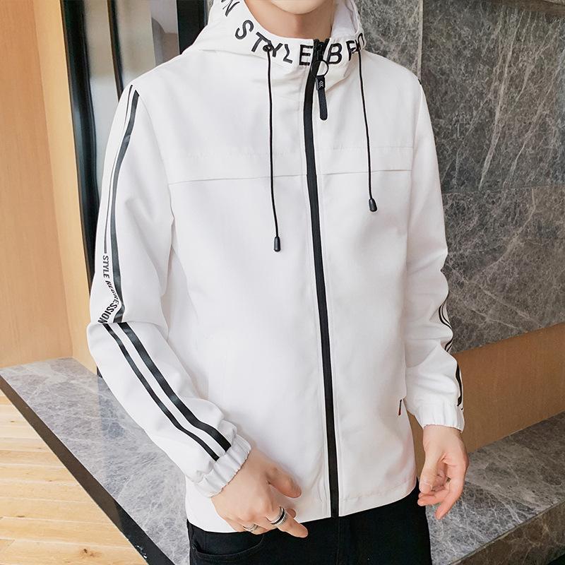

Куртка мужская тренчкот весна и осень гонконгский стиль повседневная мужская одежда молодежная свободная трендовая мужская куртка с капюшоном M белый