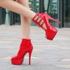 Women Patent Leather High Heel Sandals Back Zipper Platform Stiletto Ankle Boots for Office Nightclub Party Banquet Pole Dancing