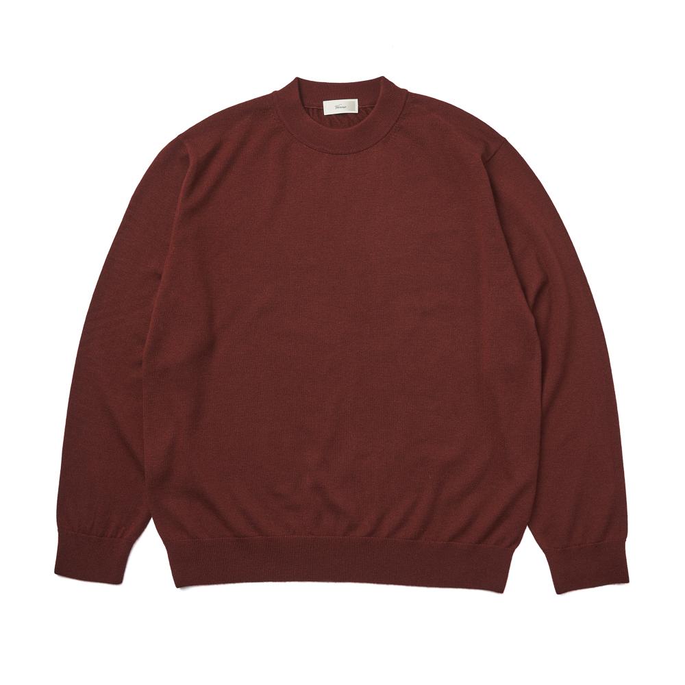 Berno [Casual] Cashtouch Crew-Neck Knit Maroon_Relax-Fit L