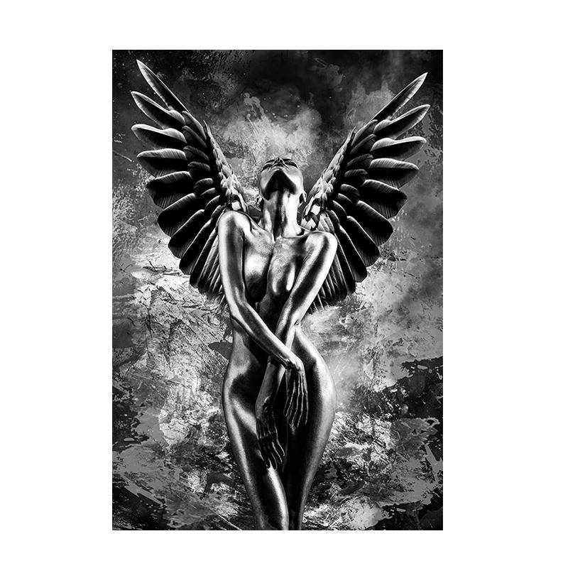 Red Sexy Nude Woman Canvas Print Sensual Angel Poster and Prints Abstract Wall Art Pictures Painting for Bedroom Room Home Decor