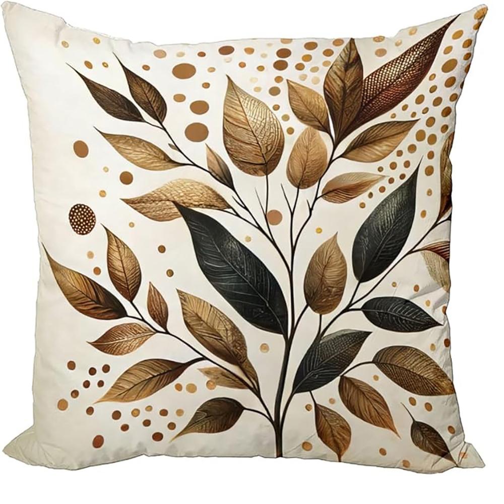 Golden - Brown Leaf Shadows, Autumn - Themed PillowcasesBedroom Sofa Decorative Cushion Cover with Zipper Pillowcase