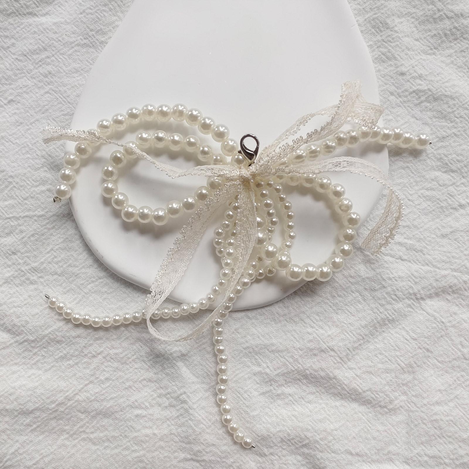 Жемчужный бант пряжка для обуви украшение милые кружевные банты брелок для ключей — фото 4