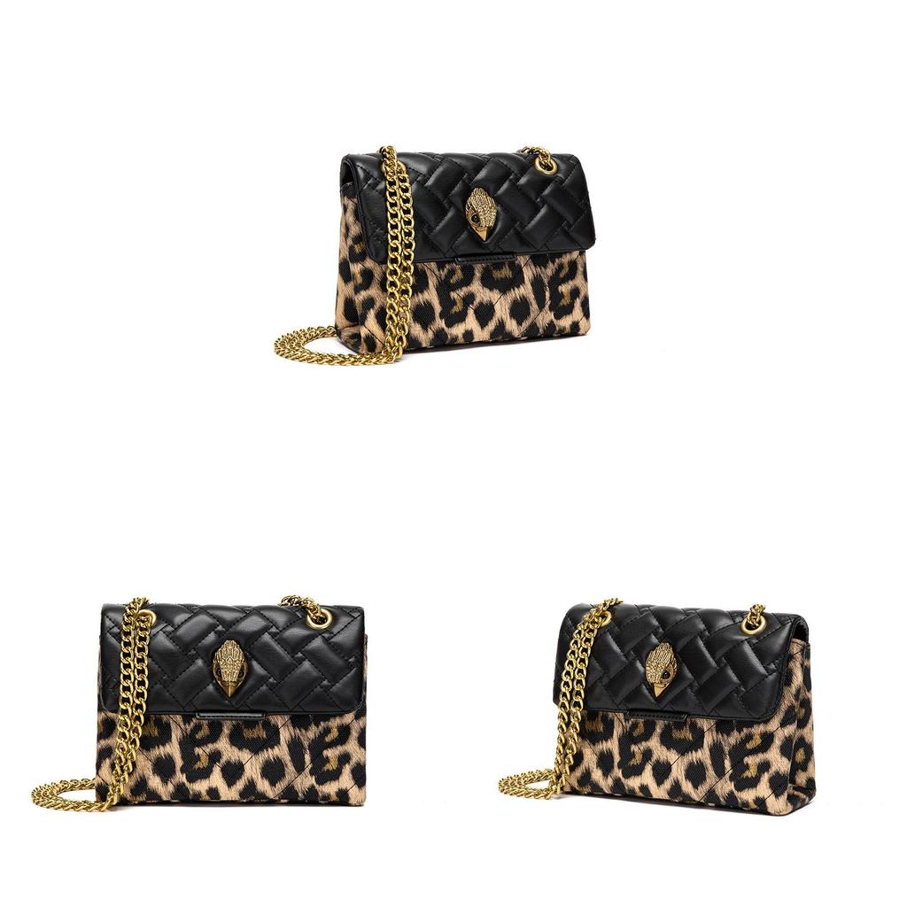 Crossbody Pu Handbag With Leopard Pattern And Eagle Head Decor For Daily Use