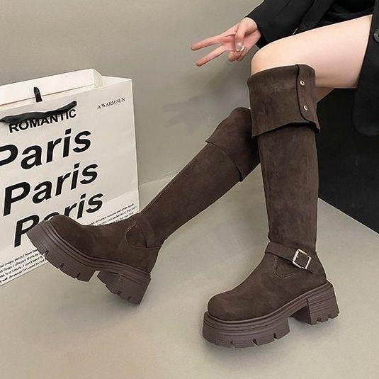 

Супер ноги выше колена модные женские 2025 осень и зима новые сапоги ретро стиль Майяра вестерн четыре варианта носки сапоги тренд 39