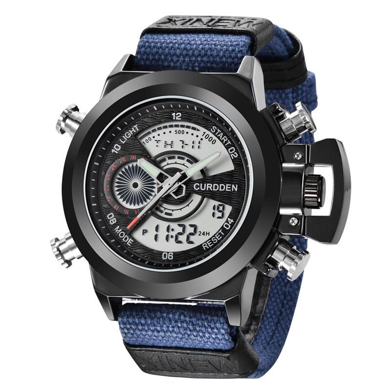 New Men's Multifunctional Dual Display Sport Watch with Stainless Steel Strap
