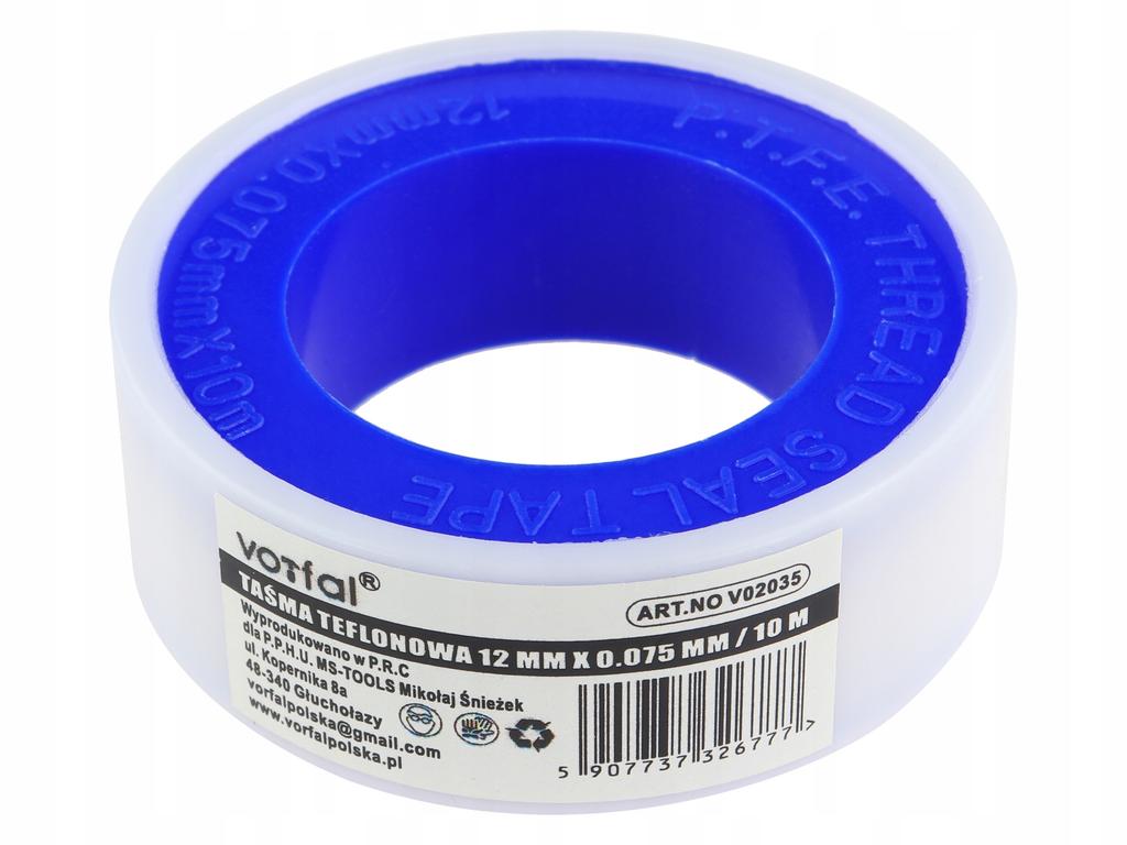 Taśma teflonowa uszczelniająca 12mm x 0.75mm / 10m