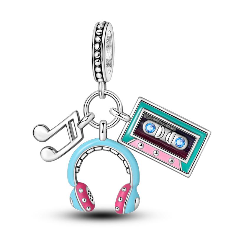 Piano Harp Violin Mike Headset Notescopper Music Series Charms Beads Fit Pan Original Bracelets Diy Fine Jewelry Gifts